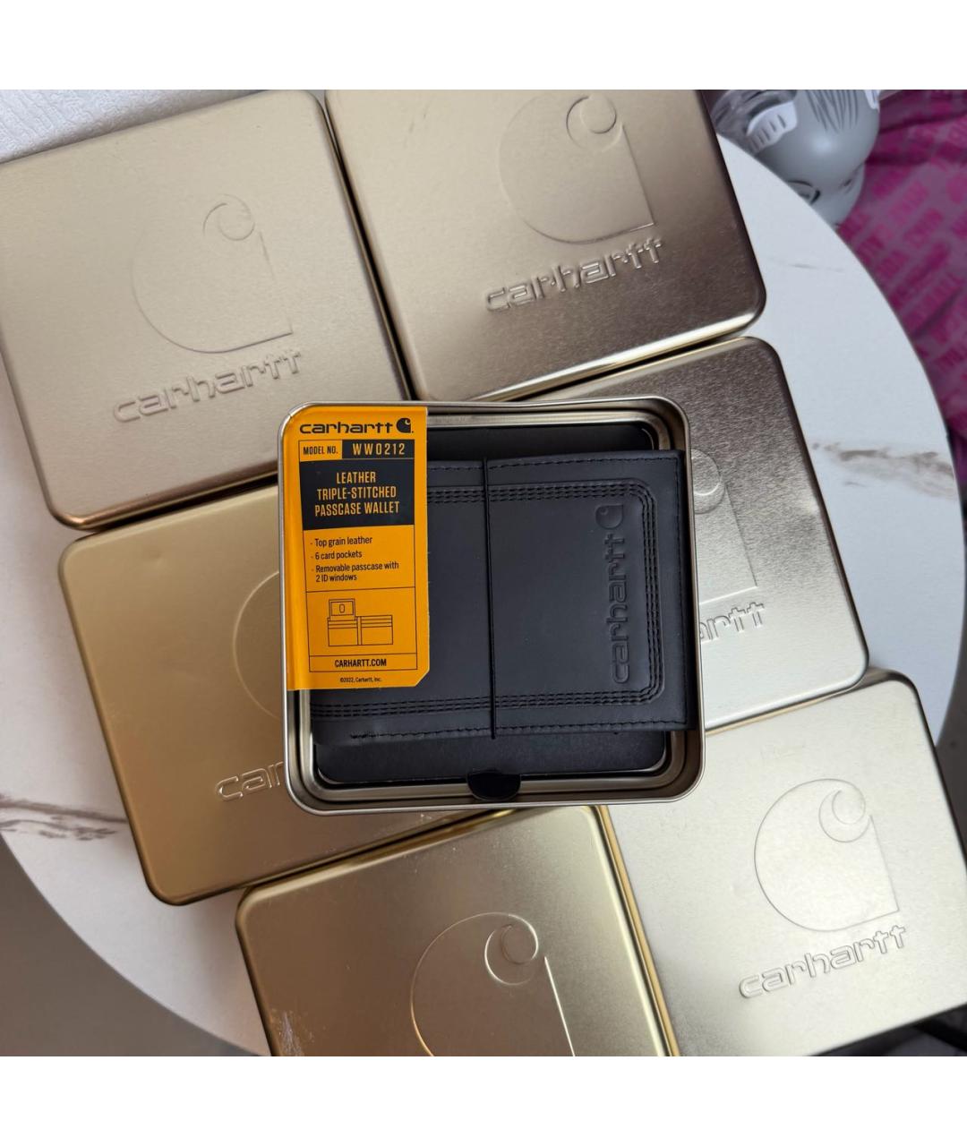 CARHARTT Антрацитовый кожаный кошелек, фото 3