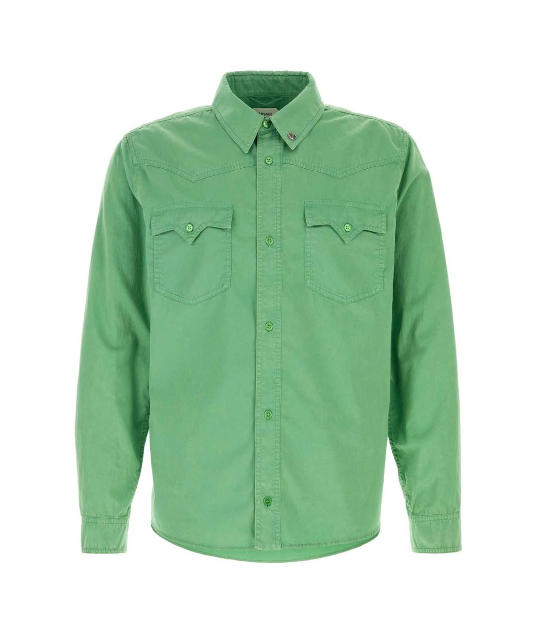 VERSACE Зеленая хлопковая кэжуал рубашка, фото 1