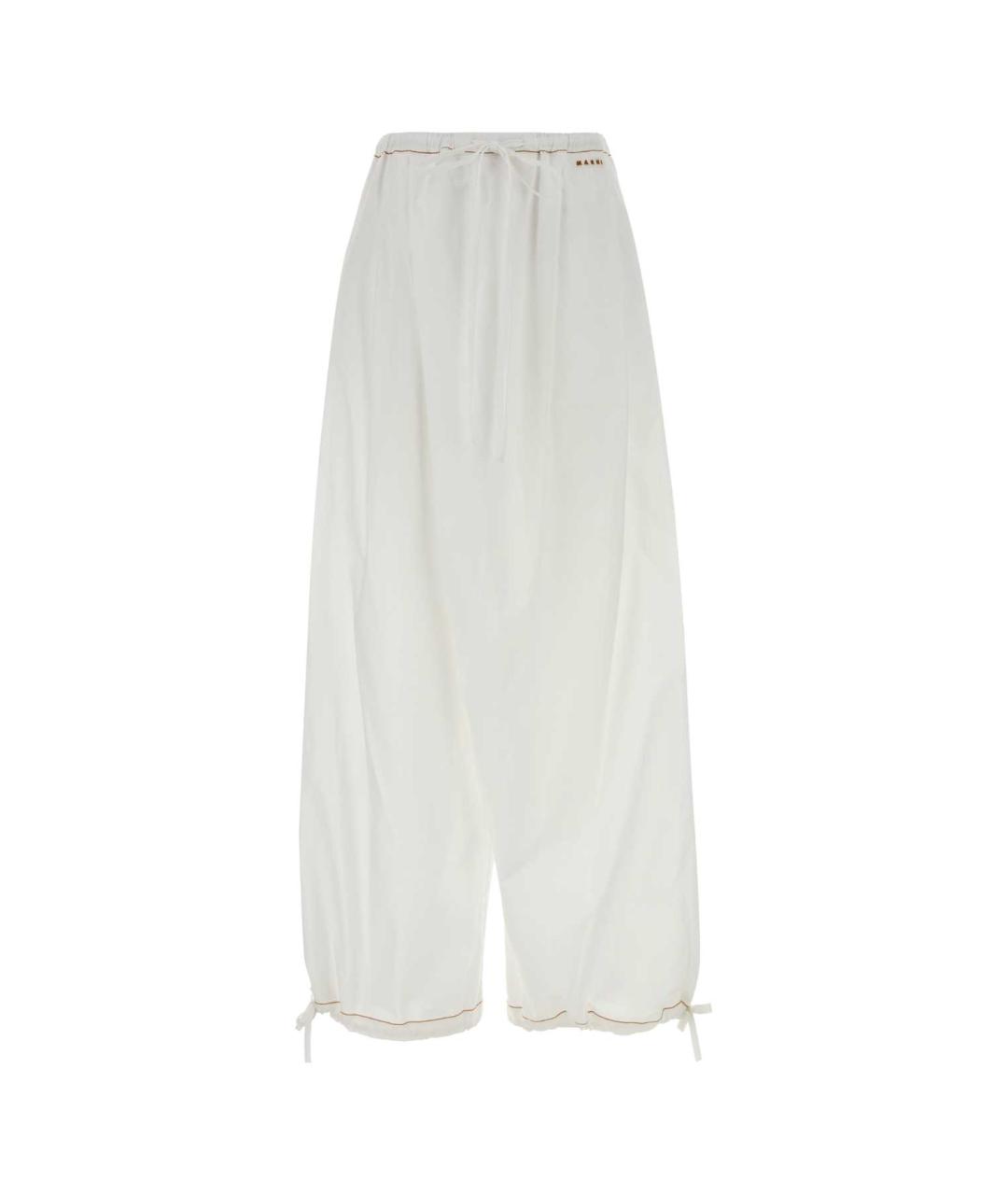 MARNI Белые хлопковые прямые брюки, фото 1
