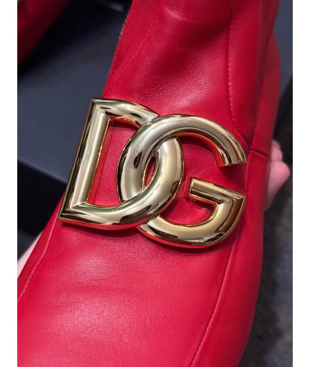 DOLCE&GABBANA Красные кожаные полусапоги, фото 7