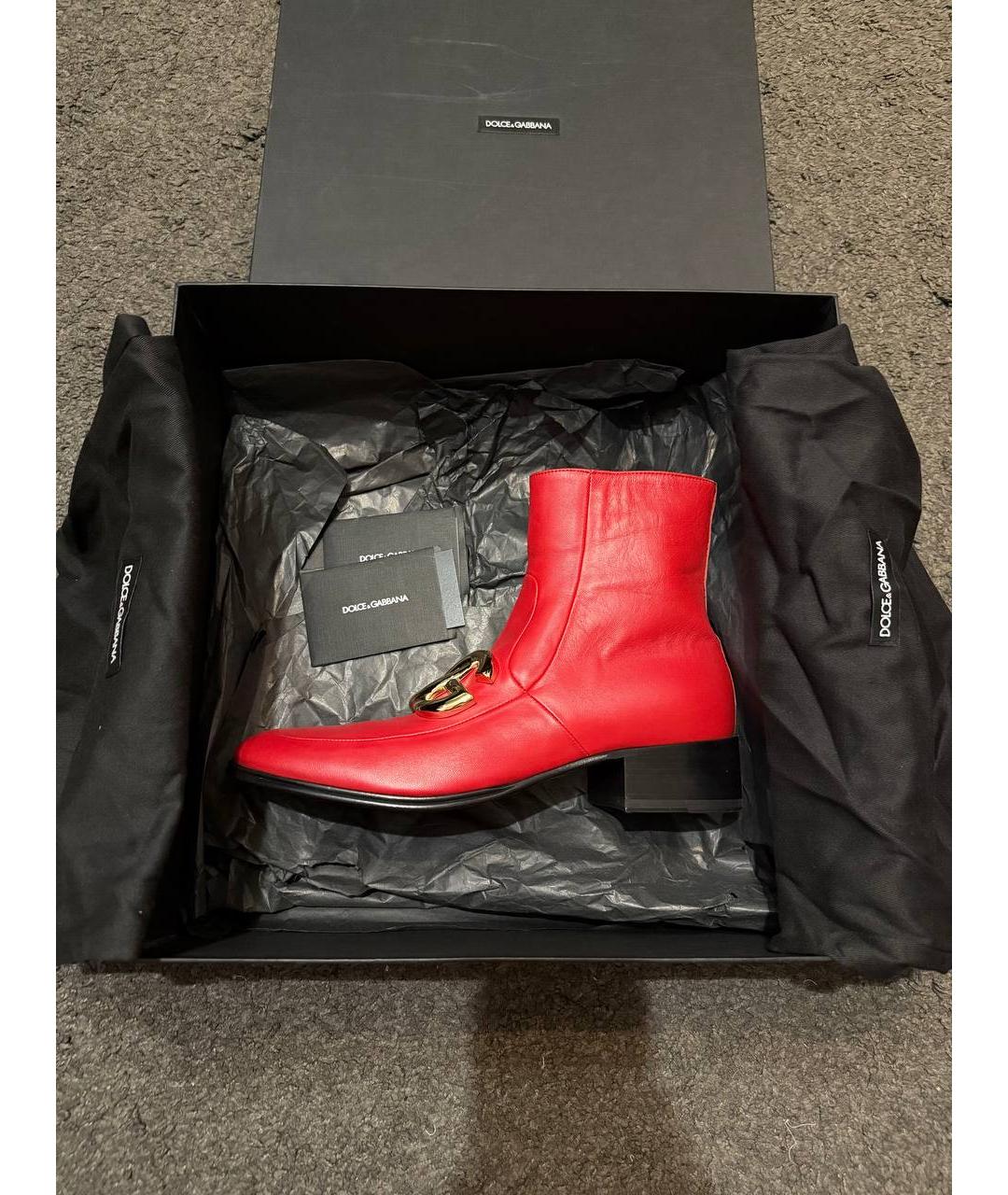 DOLCE&GABBANA Красные кожаные полусапоги, фото 6