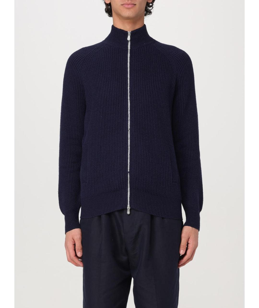 BRUNELLO CUCINELLI Синий хлопковый кардиган, фото 6