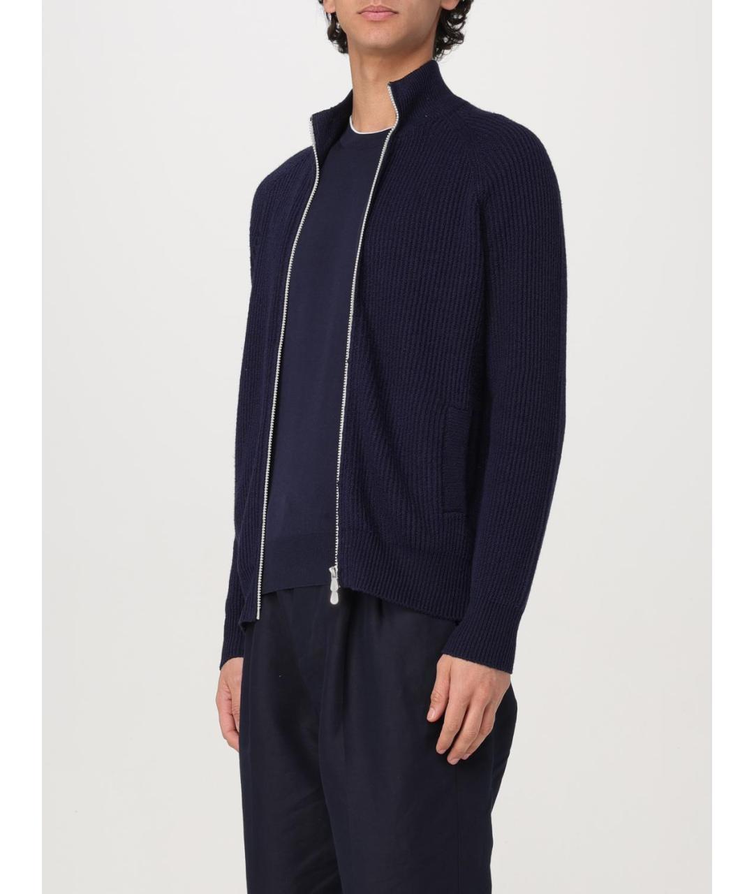 BRUNELLO CUCINELLI Синий хлопковый кардиган, фото 4