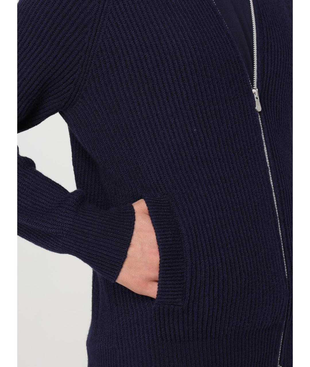 BRUNELLO CUCINELLI Синий хлопковый кардиган, фото 5