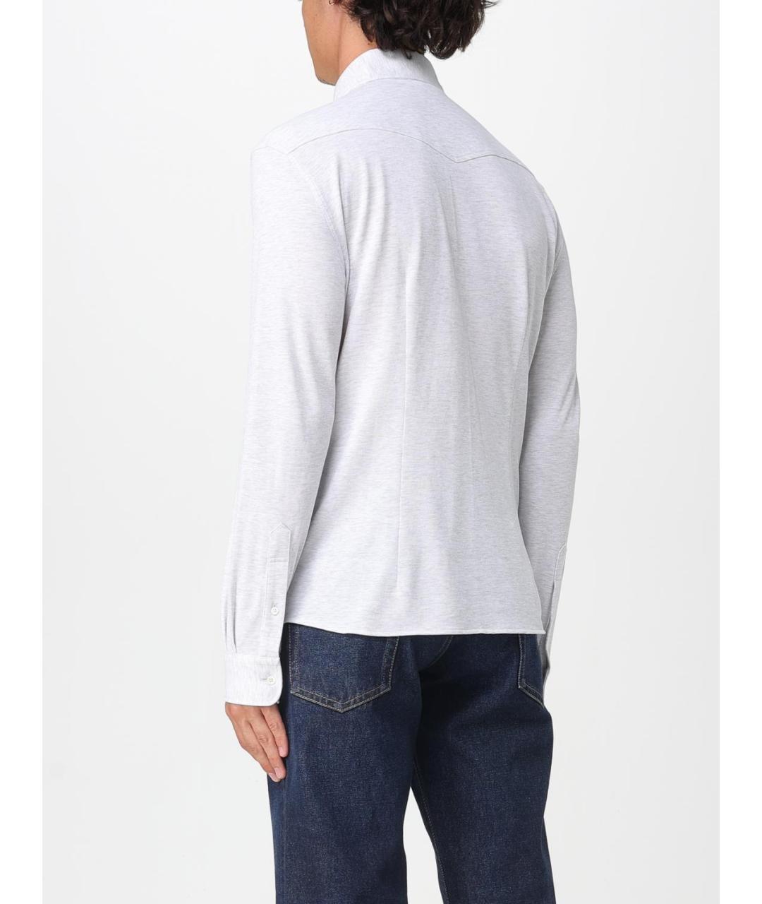 BRUNELLO CUCINELLI Серая хлопковая кэжуал рубашка, фото 3