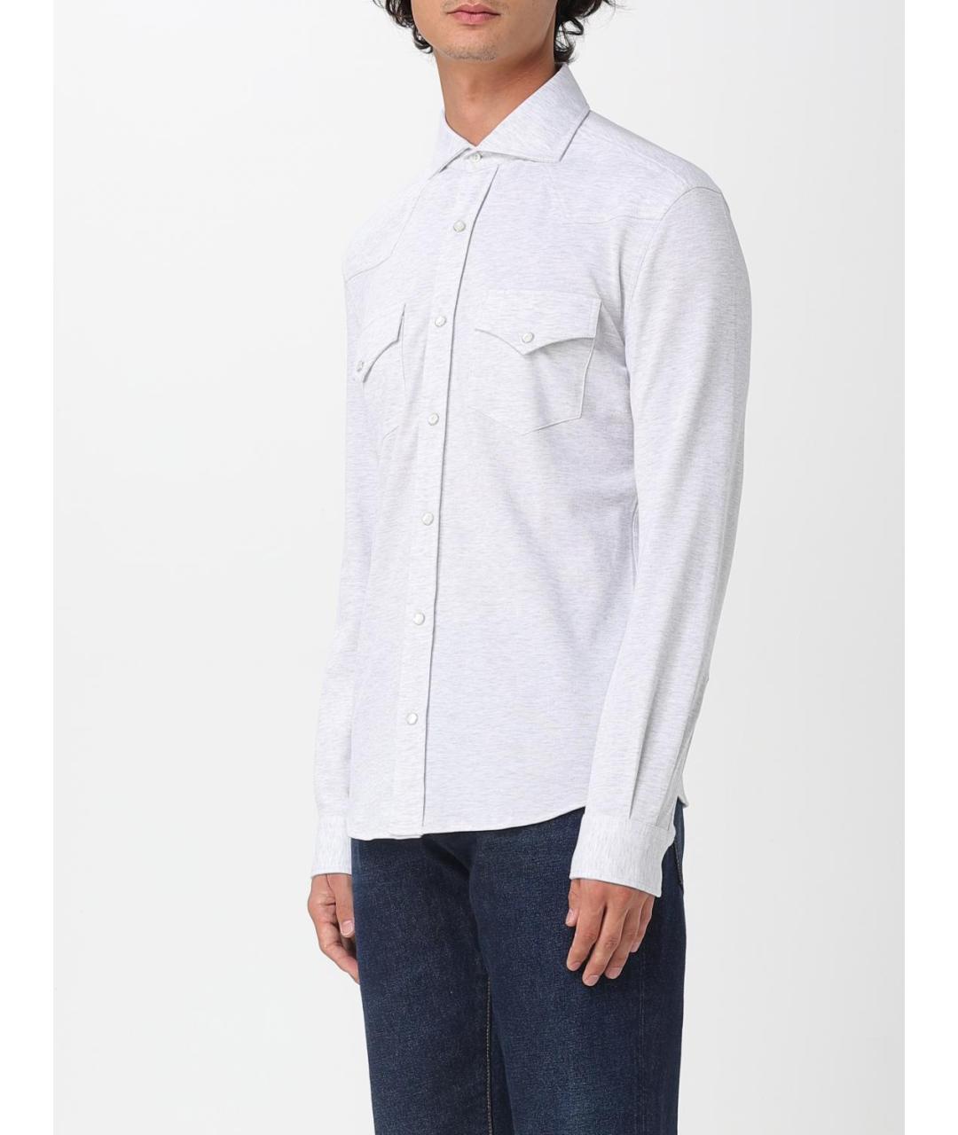 BRUNELLO CUCINELLI Серая хлопковая кэжуал рубашка, фото 4