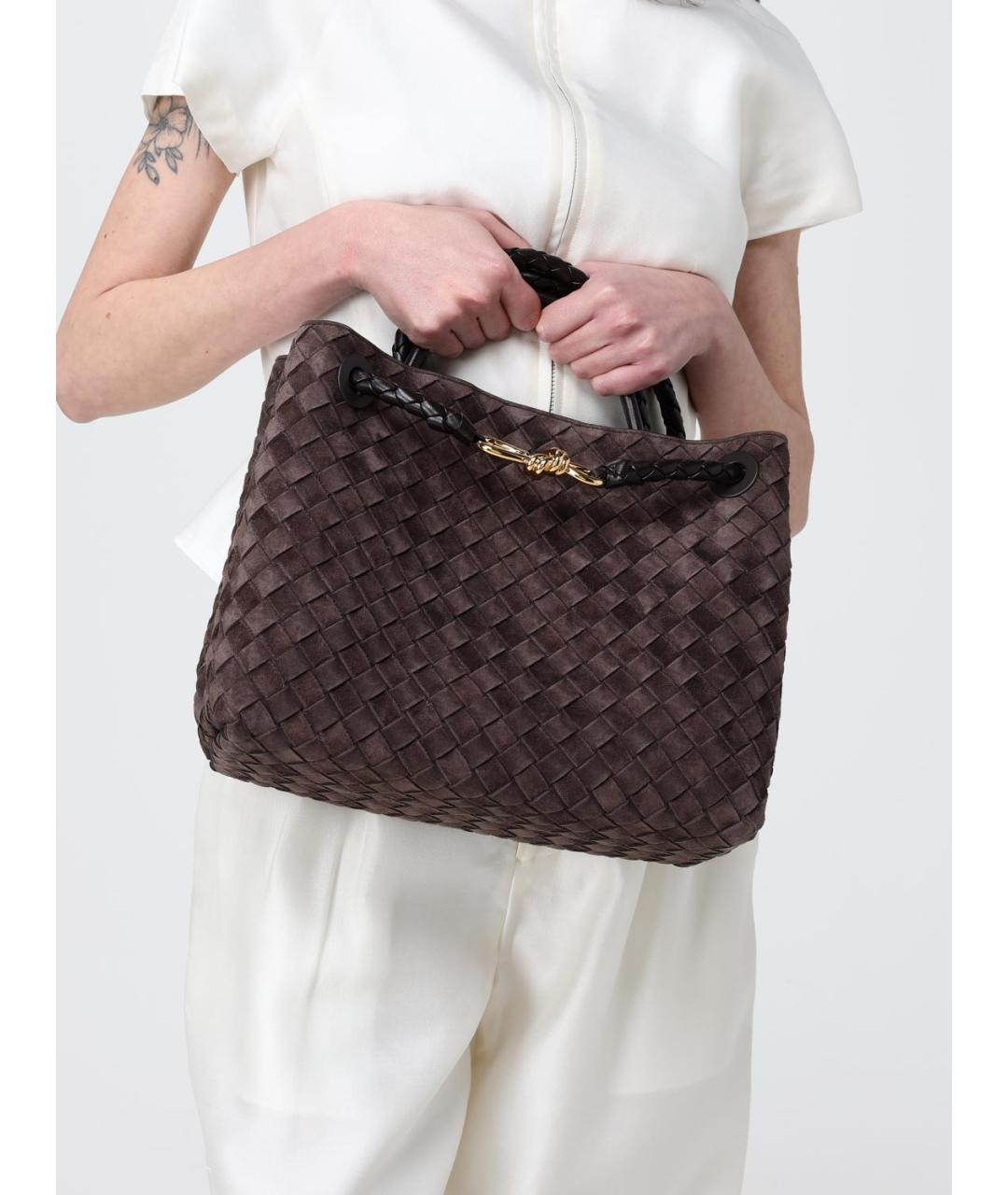 BOTTEGA VENETA Коричневая кожаная сумка с короткими ручками, фото 2