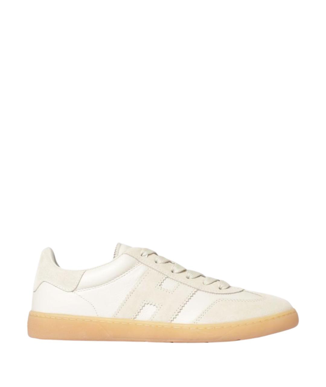 HOGAN Бежевые кожаные кеды, фото 1