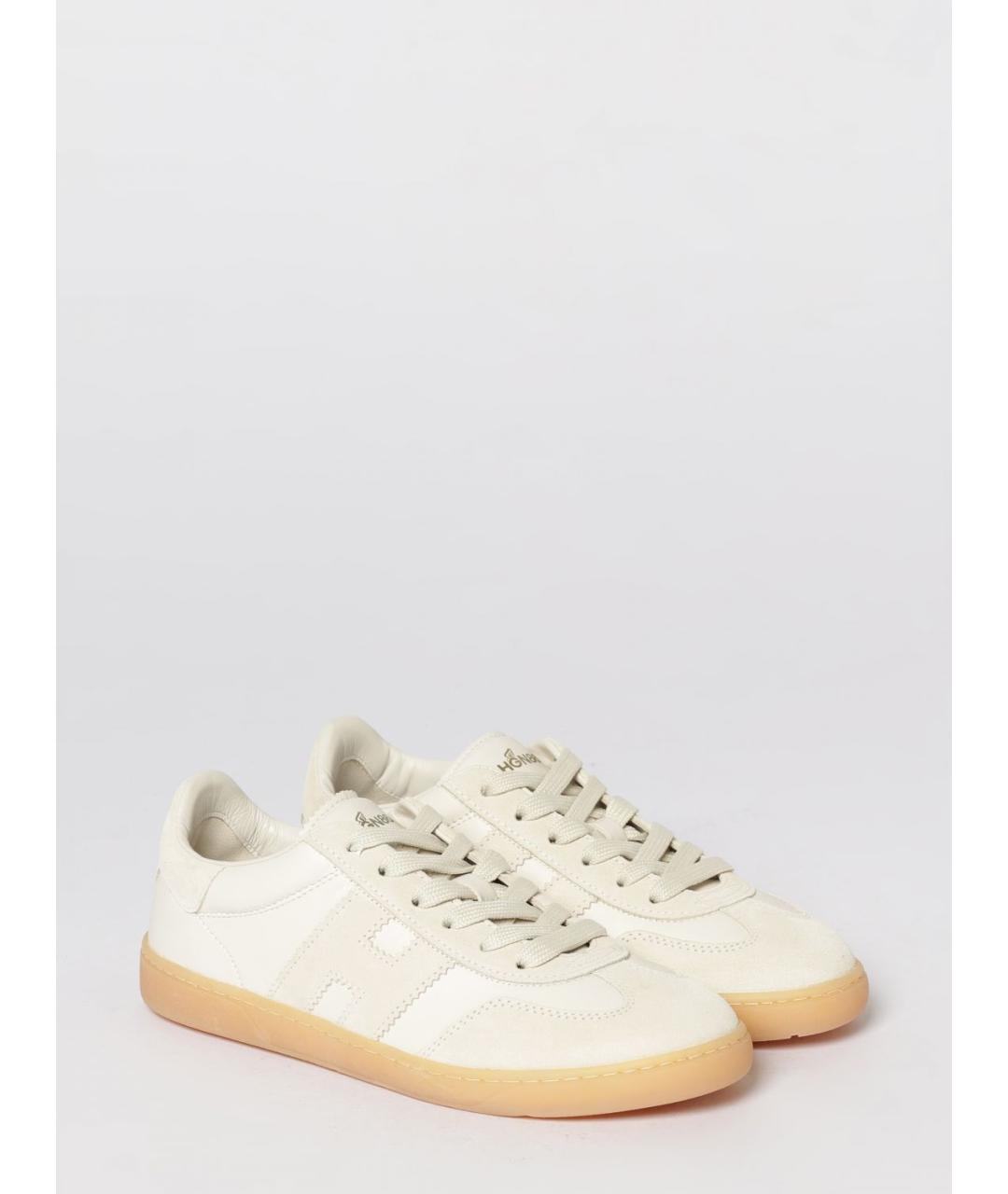 HOGAN Бежевые кожаные кеды, фото 2