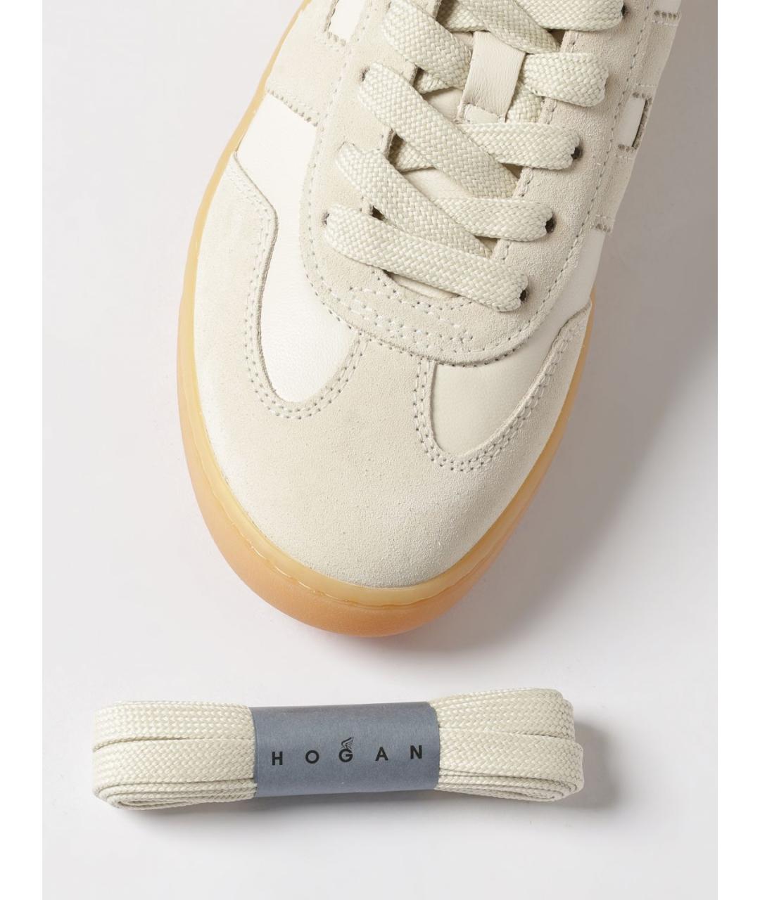 HOGAN Бежевые кожаные кеды, фото 4