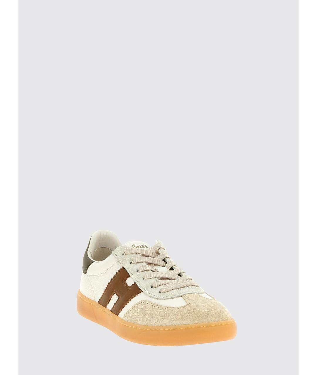 HOGAN Белые кожаные низкие кроссовки / кеды, фото 2