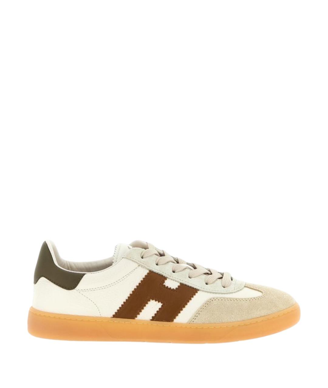 HOGAN Белые кожаные низкие кроссовки / кеды, фото 1