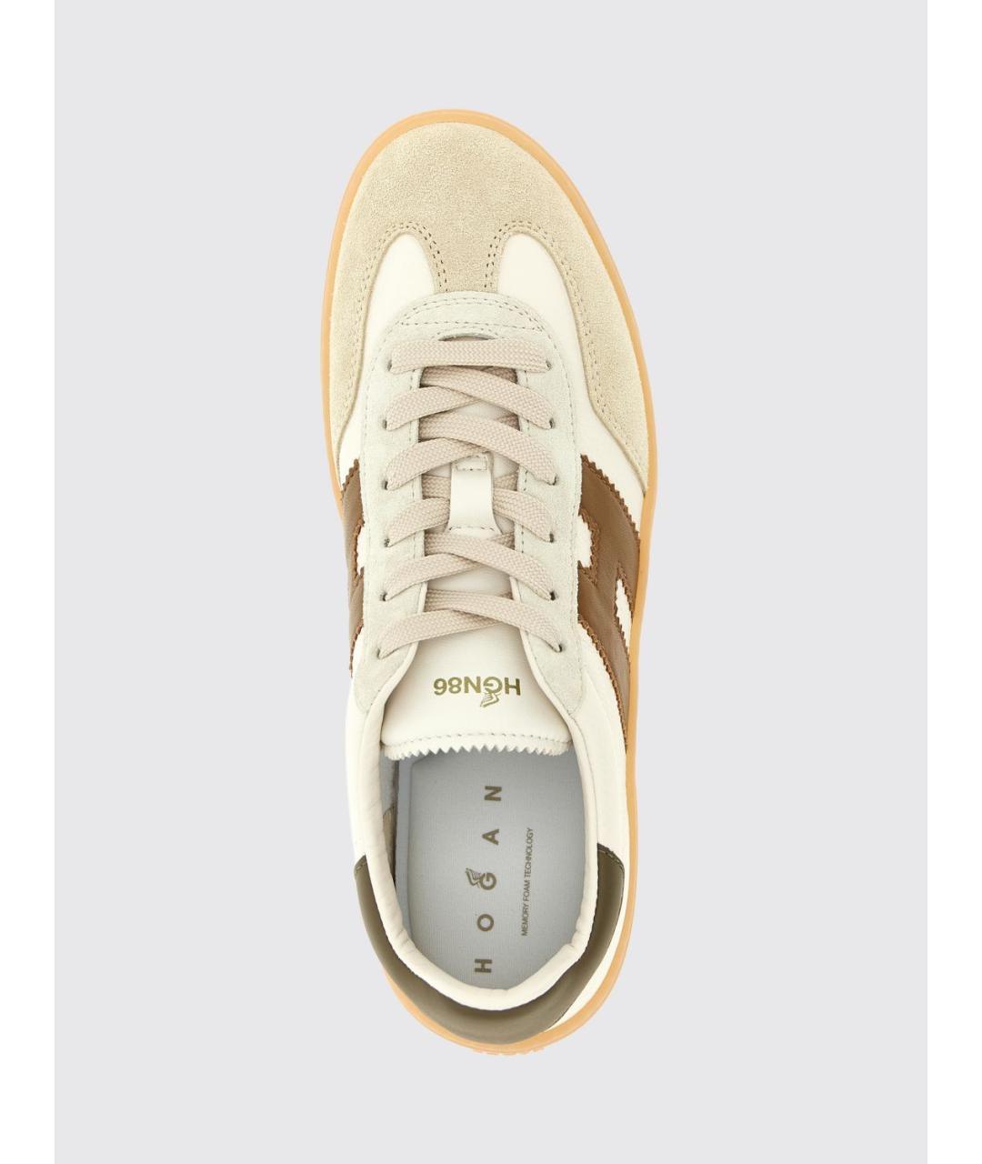 HOGAN Белые кожаные низкие кроссовки / кеды, фото 4