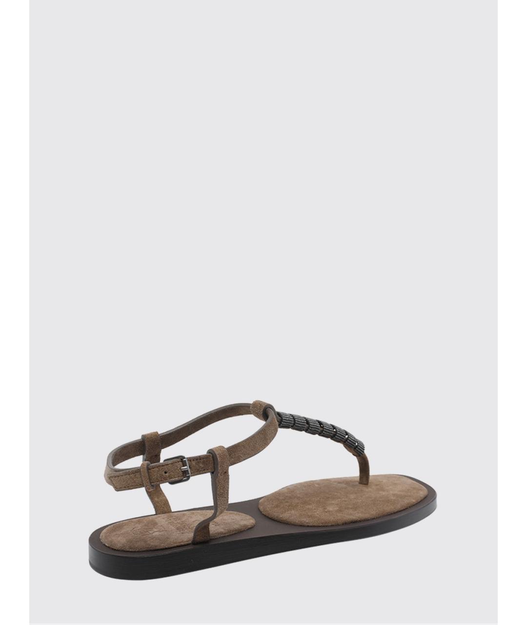 BRUNELLO CUCINELLI Коричневые кожаные сандалии, фото 3