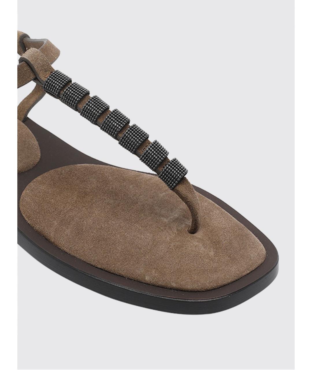 BRUNELLO CUCINELLI Коричневые кожаные сандалии, фото 4