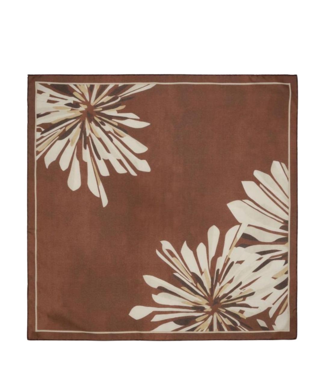 BRUNELLO CUCINELLI Бордовый шелковый шарф, фото 1