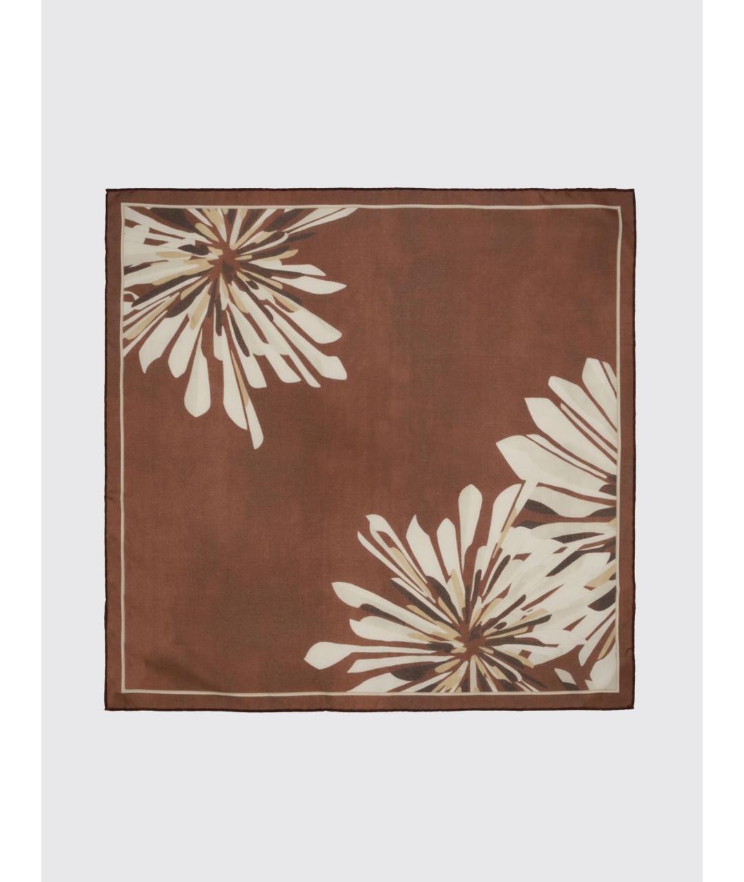 BRUNELLO CUCINELLI Бордовый шелковый шарф, фото 3