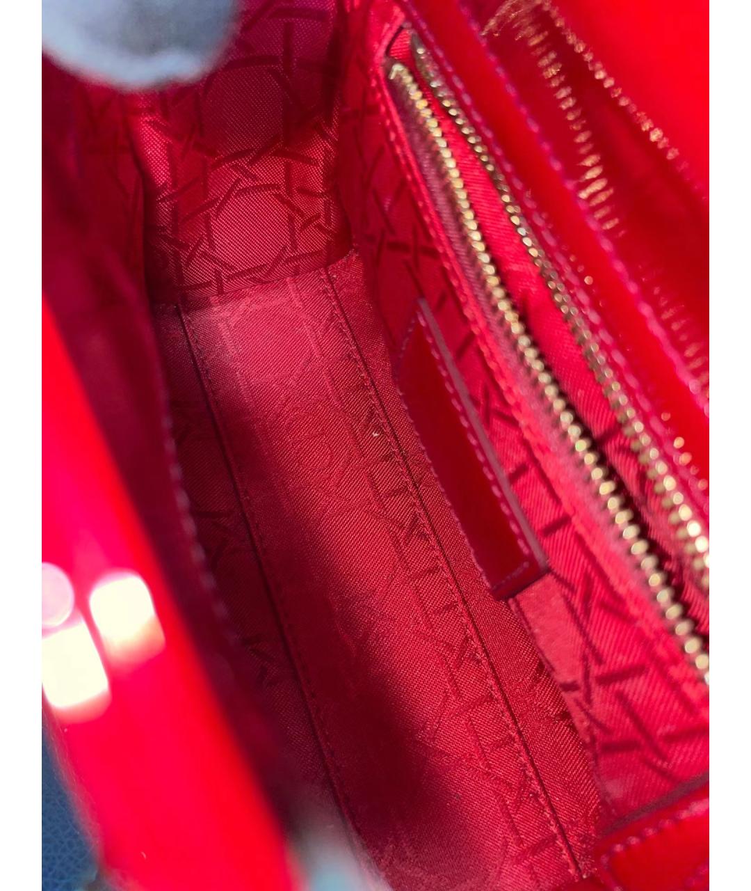 CHRISTIAN DIOR Красная кожаная сумка с короткими ручками, фото 7