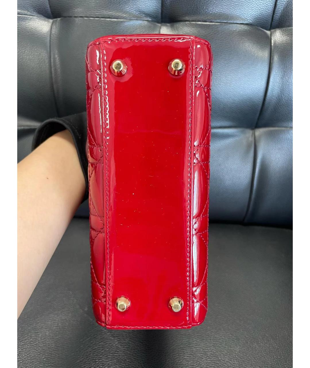 CHRISTIAN DIOR Красная кожаная сумка с короткими ручками, фото 5