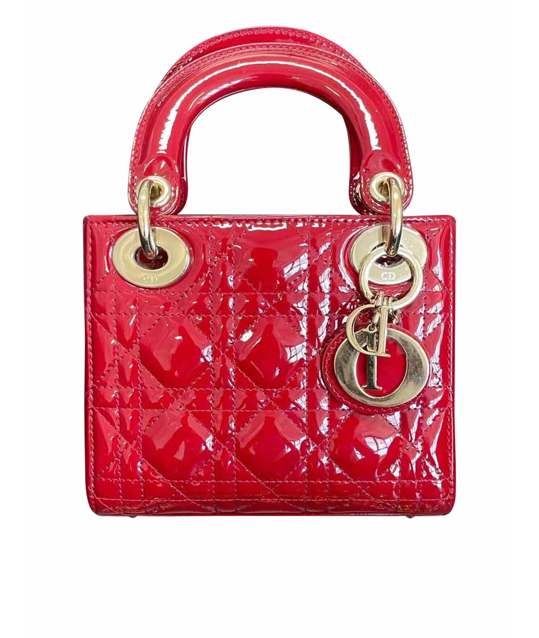 CHRISTIAN DIOR Красная кожаная сумка с короткими ручками, фото 1