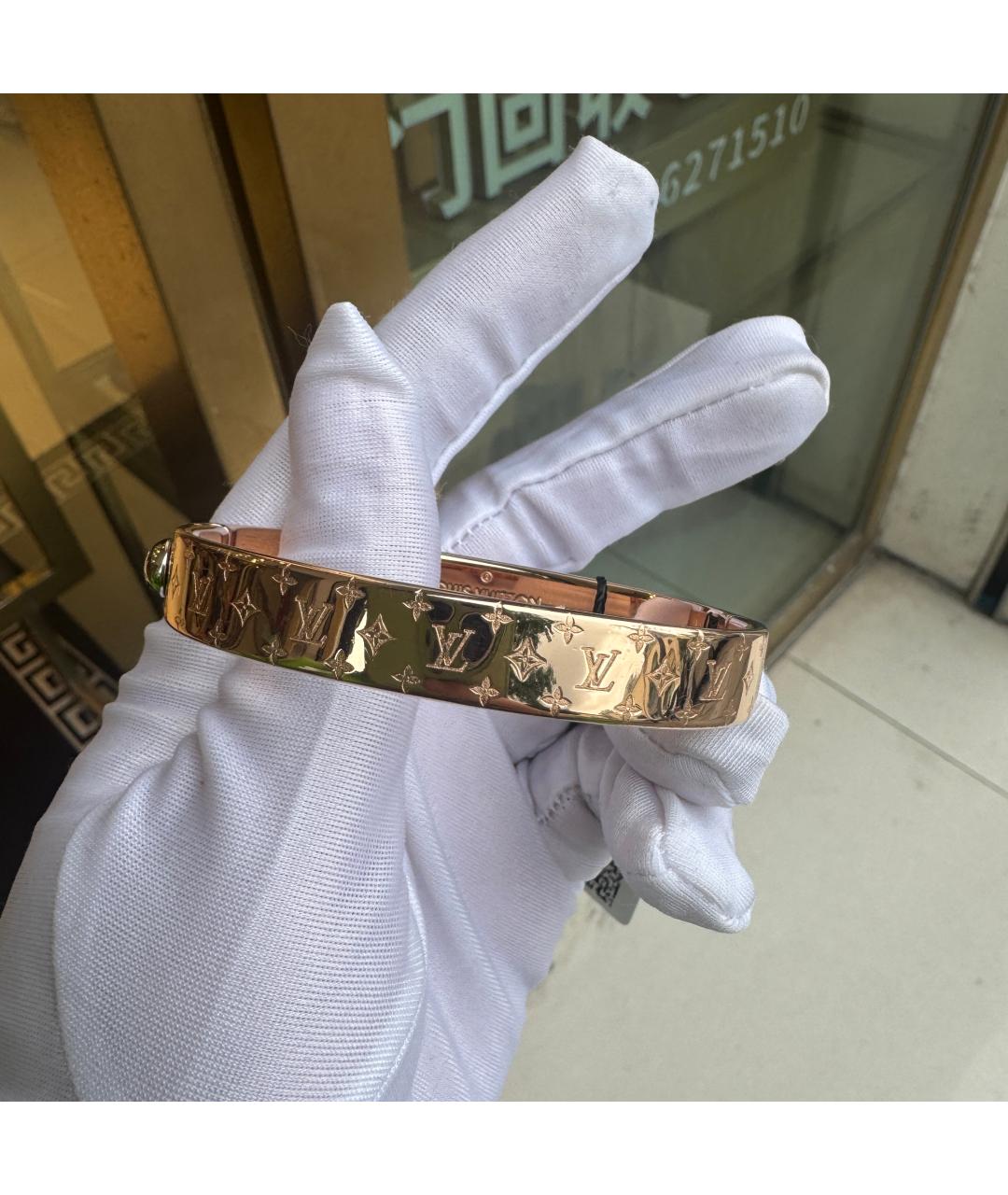 LOUIS VUITTON Золотой металлический браслет, фото 6
