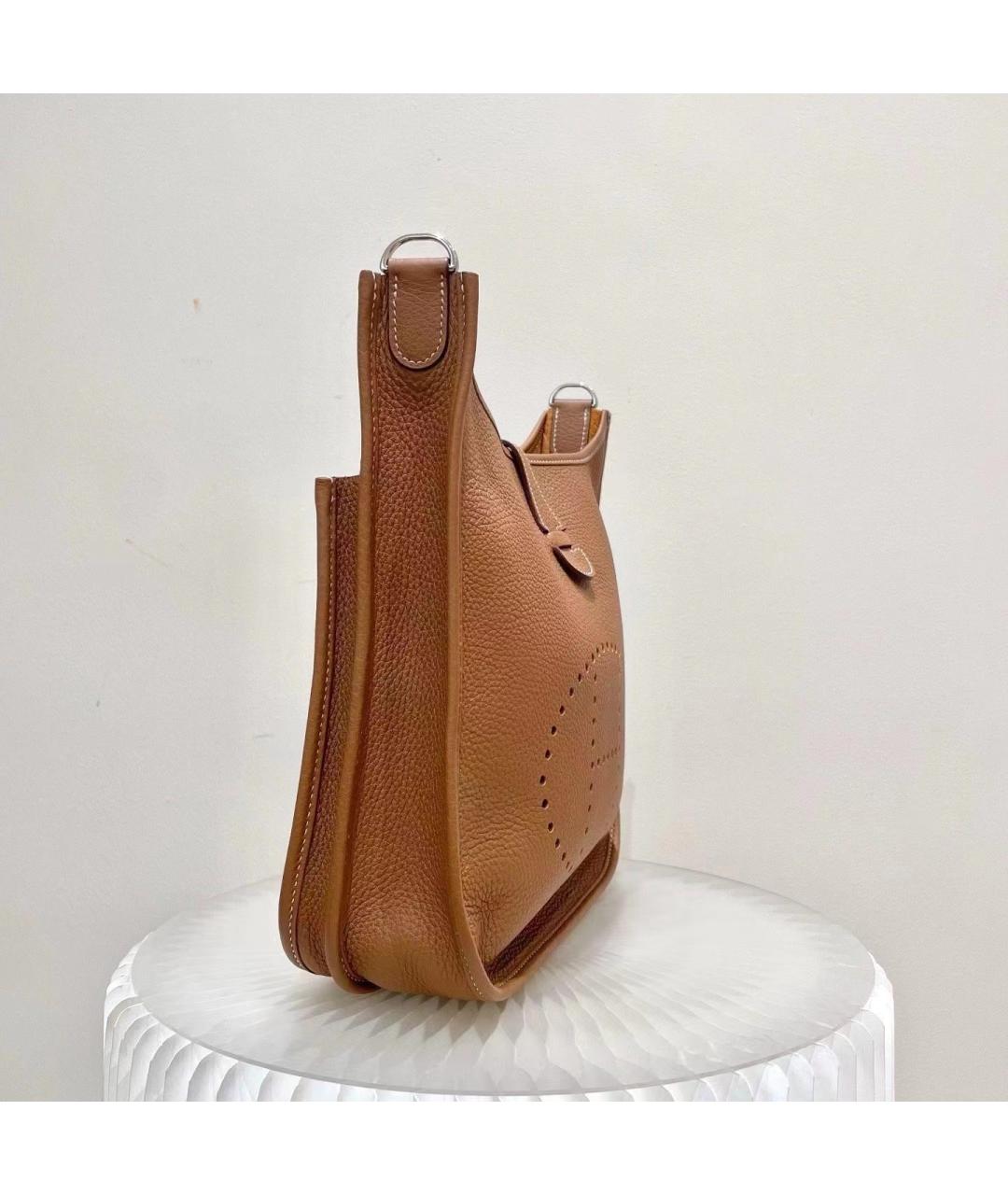 HERMES Коричневая кожаная сумка через плечо, фото 4