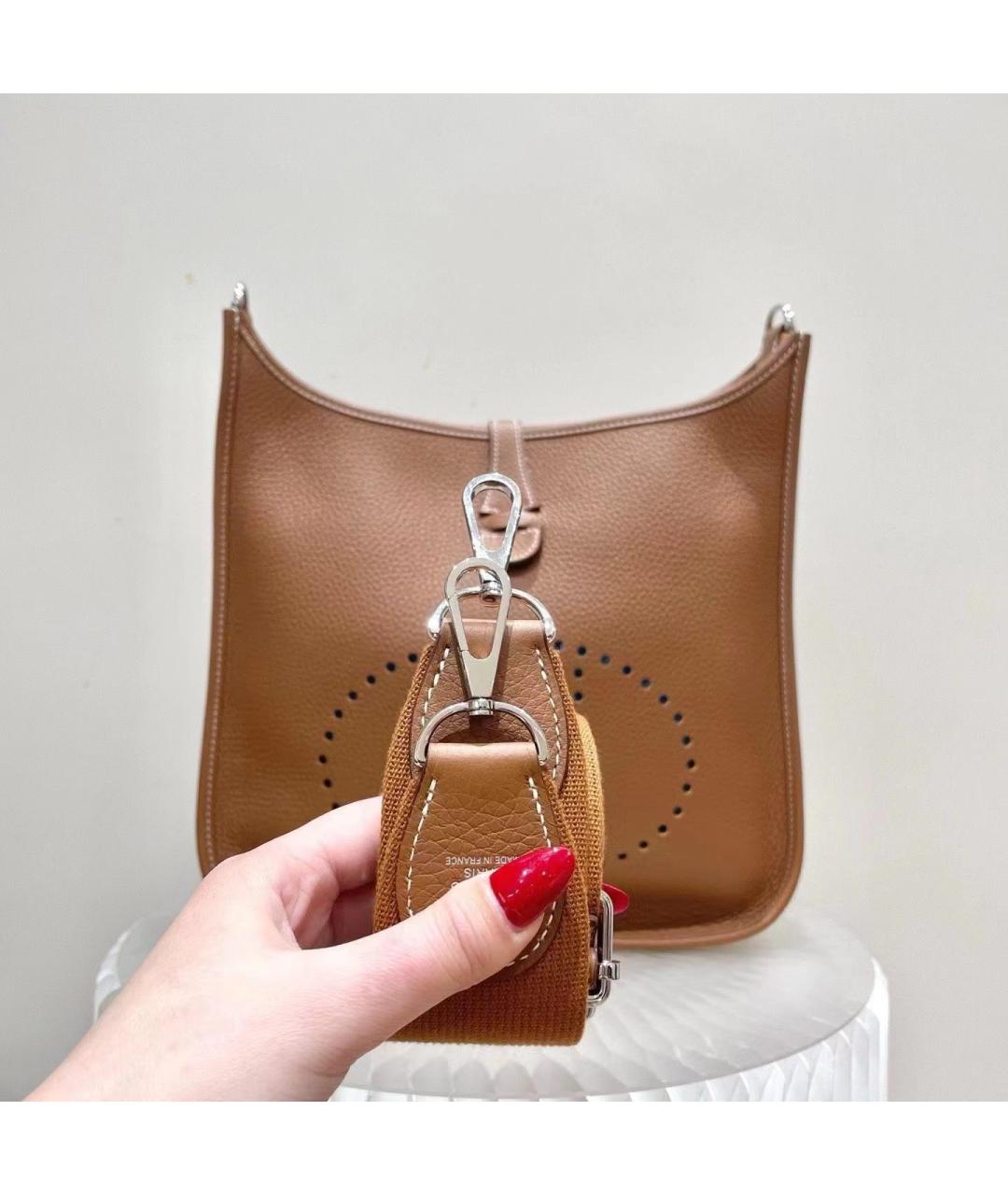HERMES Коричневая кожаная сумка через плечо, фото 6