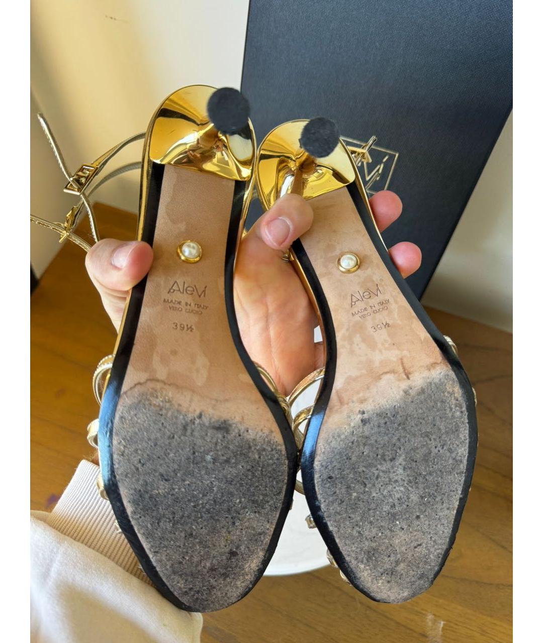 ALEVI Золотые кожаные босоножки, фото 4