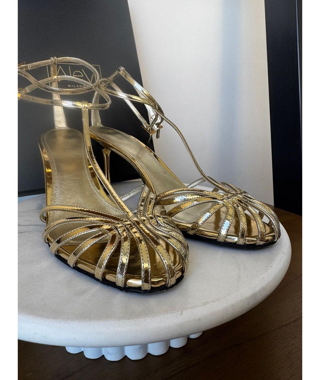 ALEVI Золотые кожаные босоножки, фото 6