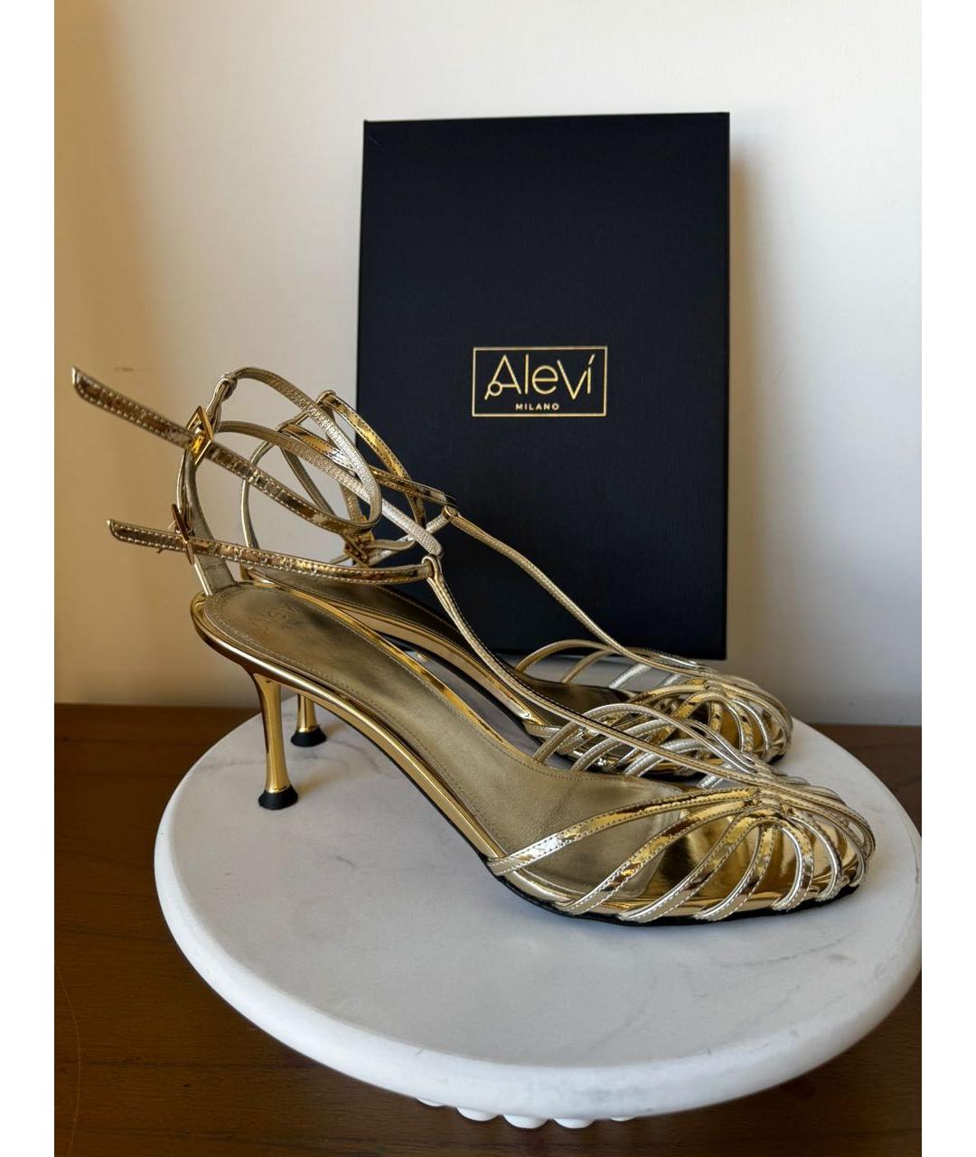 ALEVI Золотые кожаные босоножки, фото 8