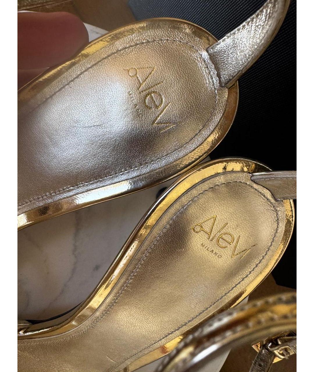 ALEVI Золотые кожаные босоножки, фото 7