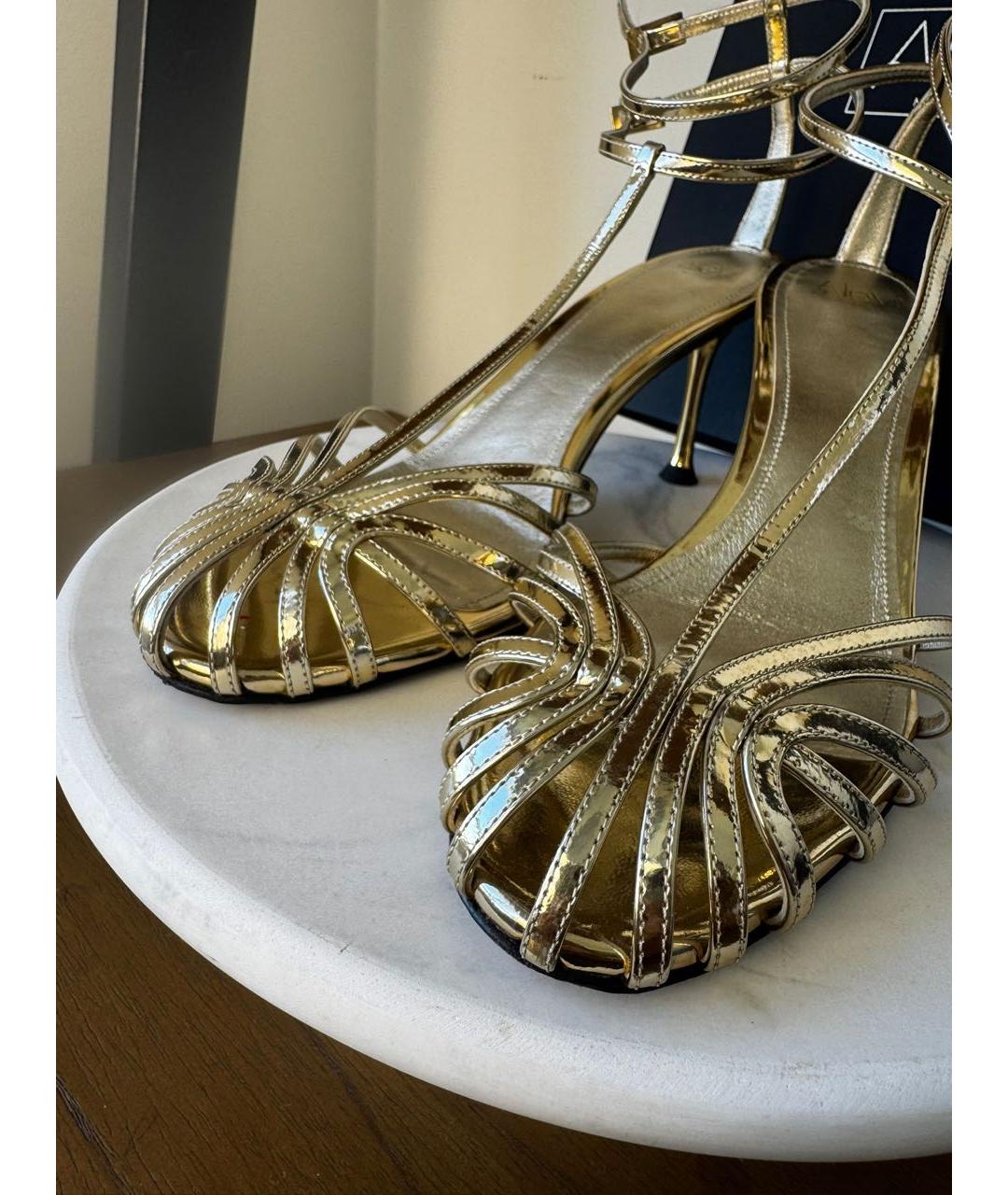 ALEVI Золотые кожаные босоножки, фото 5