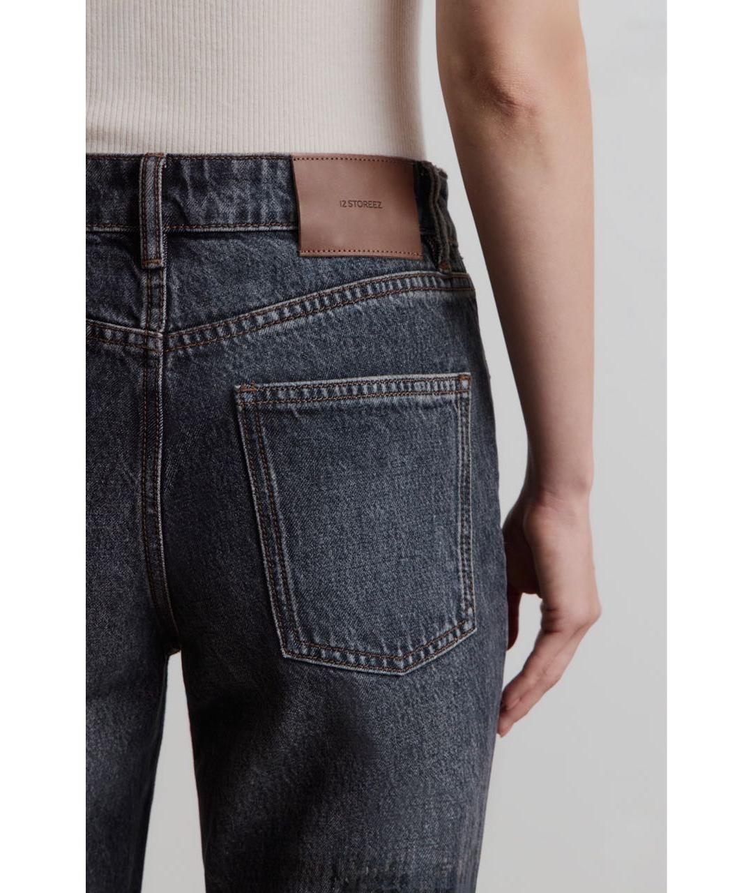 12 STOREEZ Антрацитовые хлопковые прямые джинсы, фото 2
