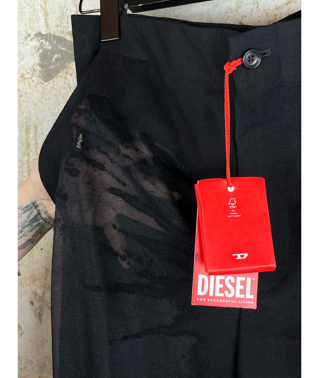 DIESEL Черные шерстяные повседневные брюки, фото 3