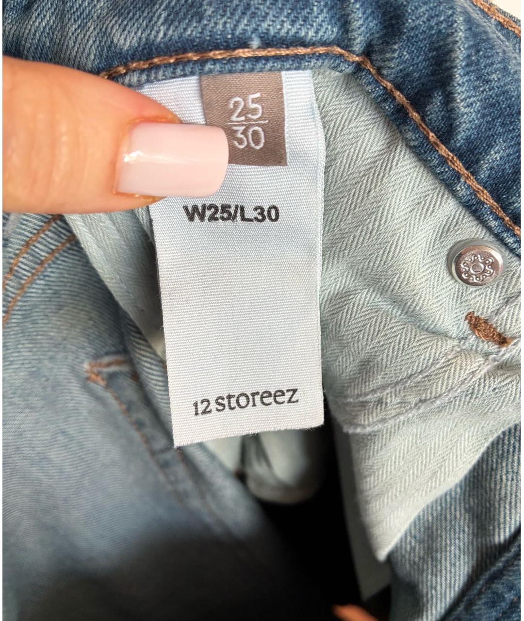 12 STOREEZ Синие хлопковые джинсы клеш, фото 3