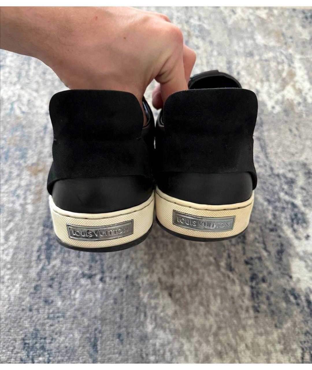 LOUIS VUITTON Черные кожаные низкие кроссовки / кеды, фото 4