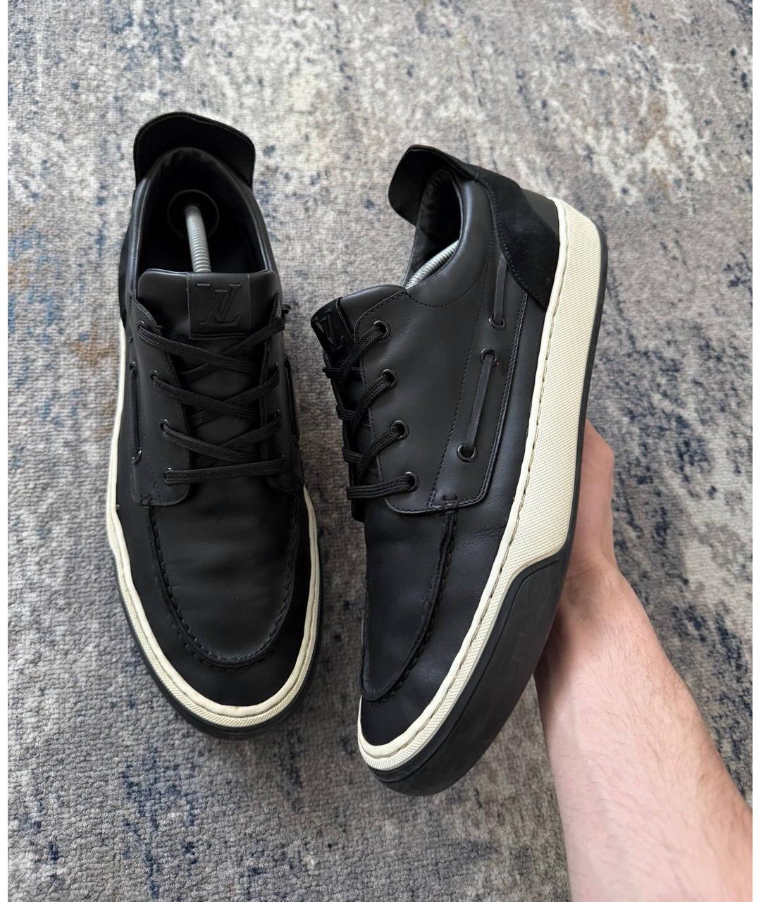 LOUIS VUITTON Черные кожаные низкие кроссовки / кеды, фото 3