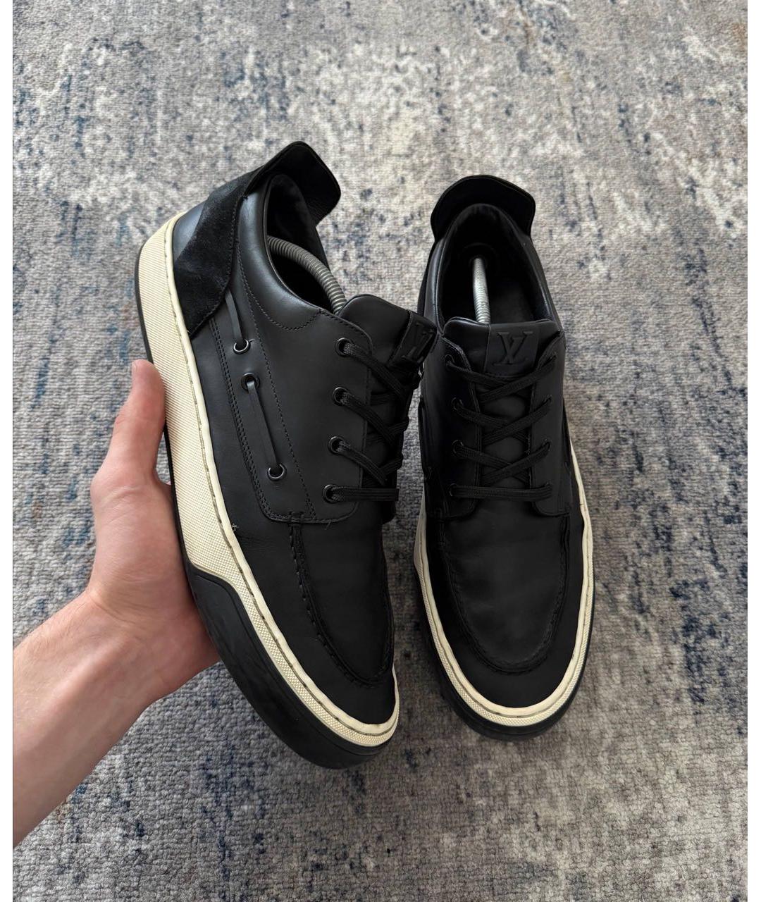 LOUIS VUITTON Черные кожаные низкие кроссовки / кеды, фото 7