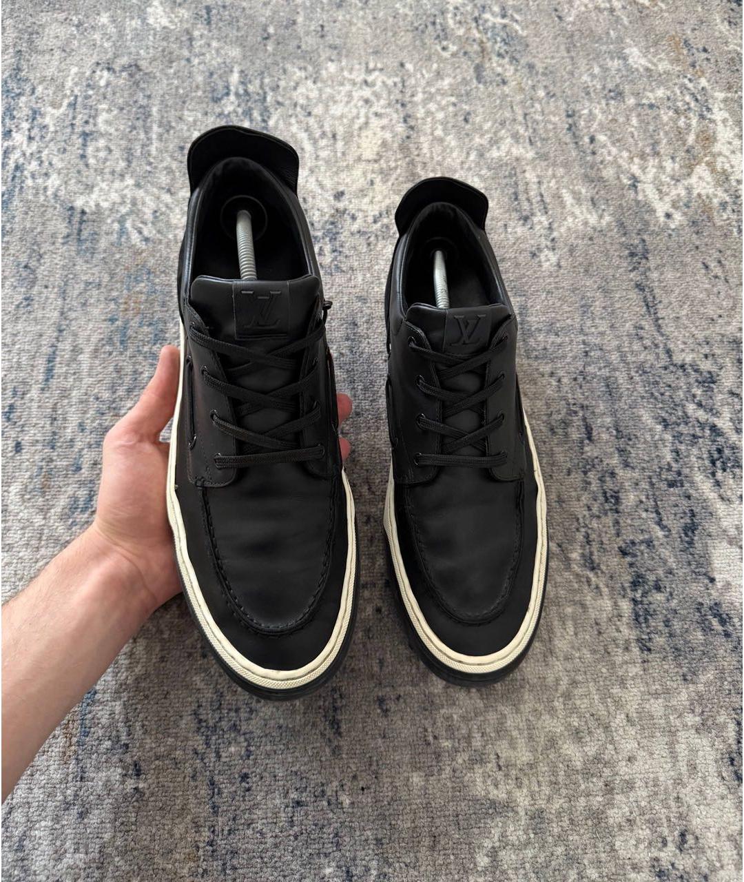 LOUIS VUITTON Черные кожаные низкие кроссовки / кеды, фото 2