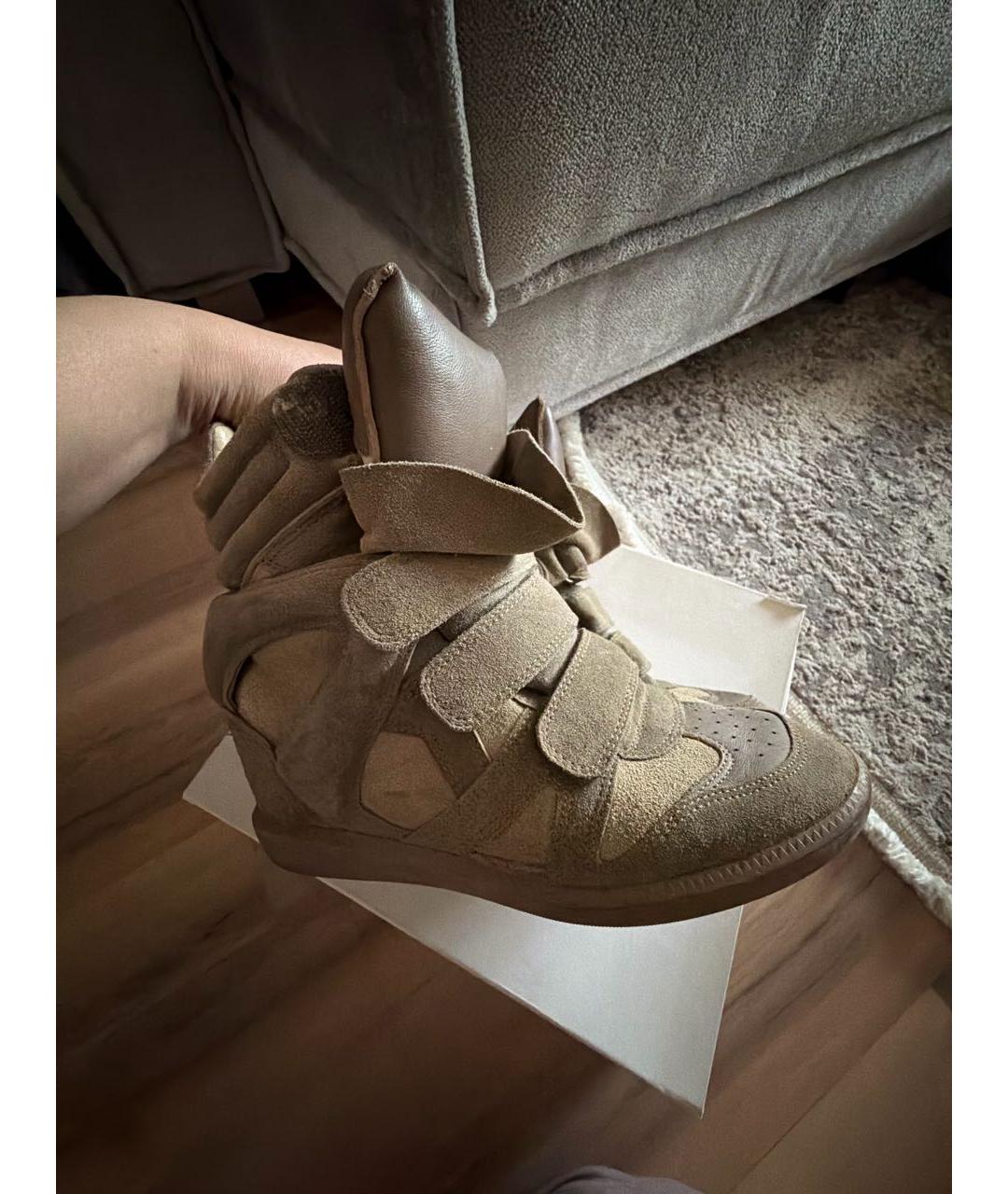 ISABEL MARANT Бежевые кожаные кроссовки, фото 5