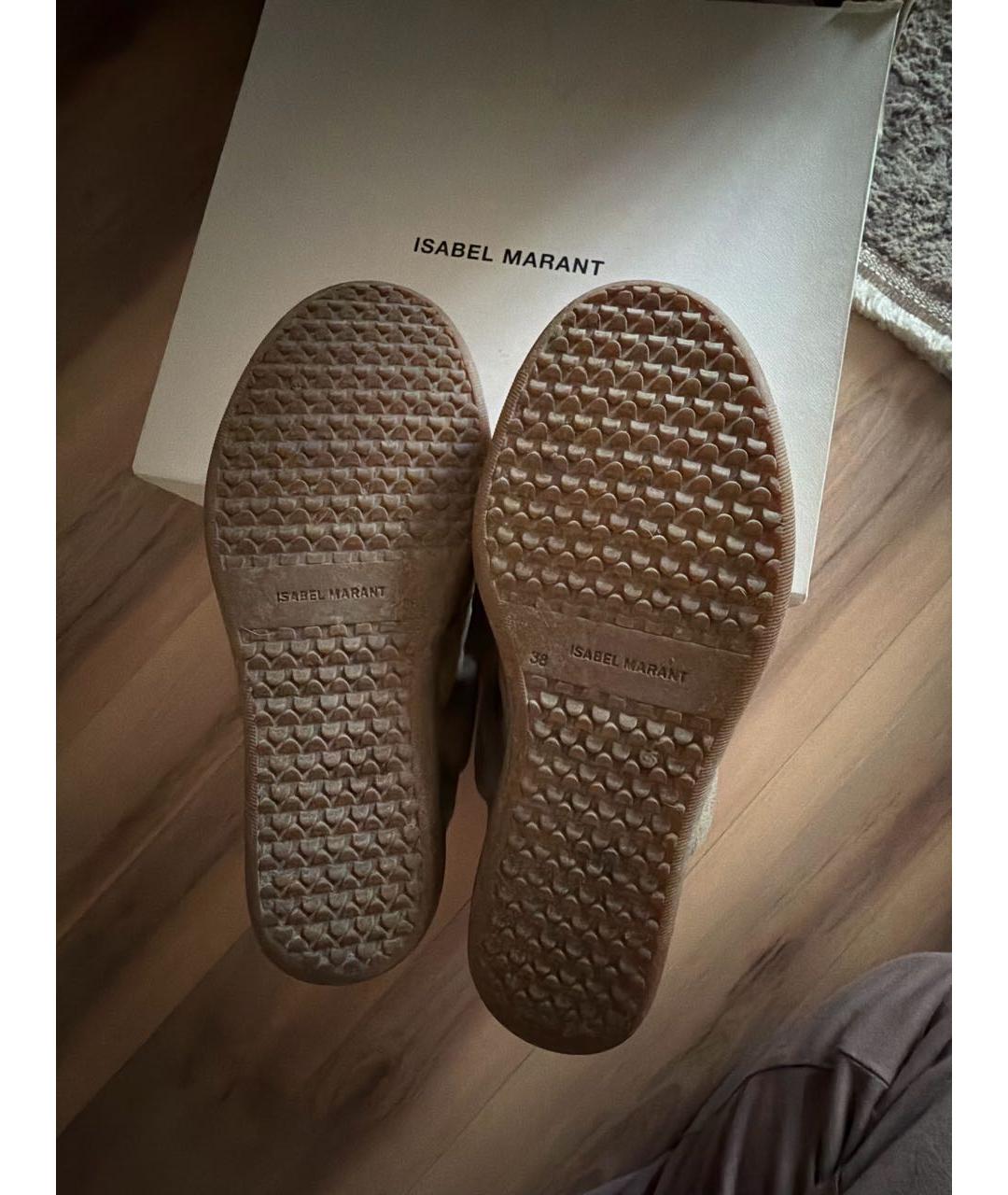 ISABEL MARANT Бежевые кожаные кроссовки, фото 3