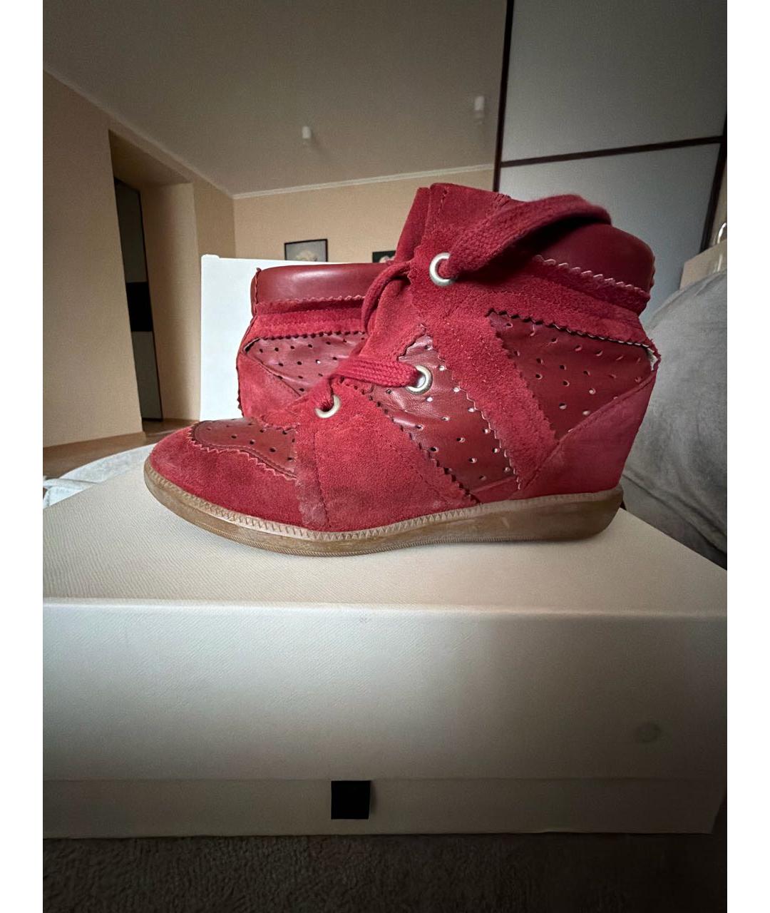 ISABEL MARANT Красные замшевые кроссовки, фото 5