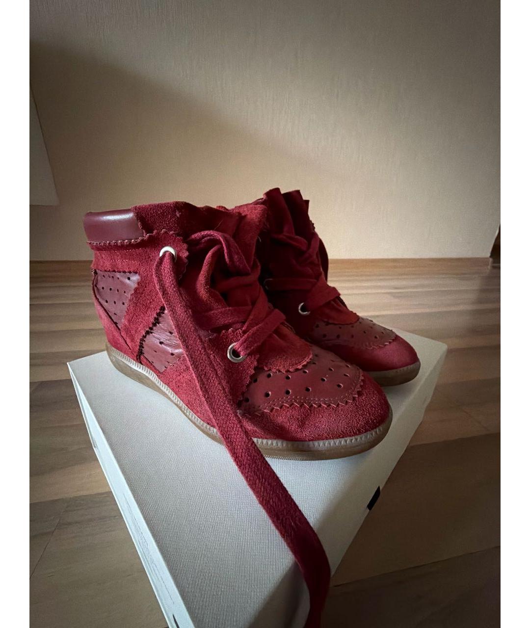 ISABEL MARANT Красные замшевые кроссовки, фото 2