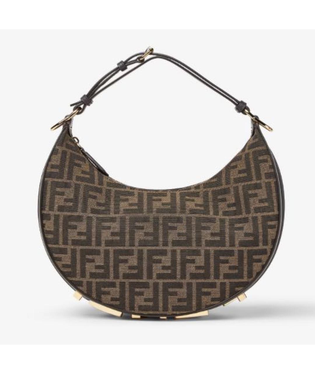 FENDI Коричневая жаккардовая сумка с короткими ручками, фото 9