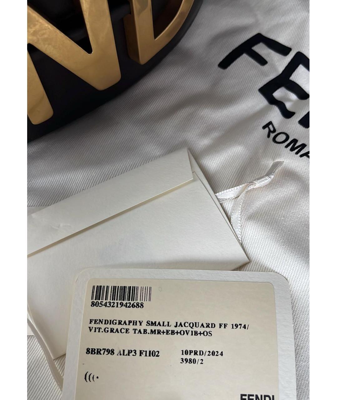 FENDI Коричневая жаккардовая сумка с короткими ручками, фото 6