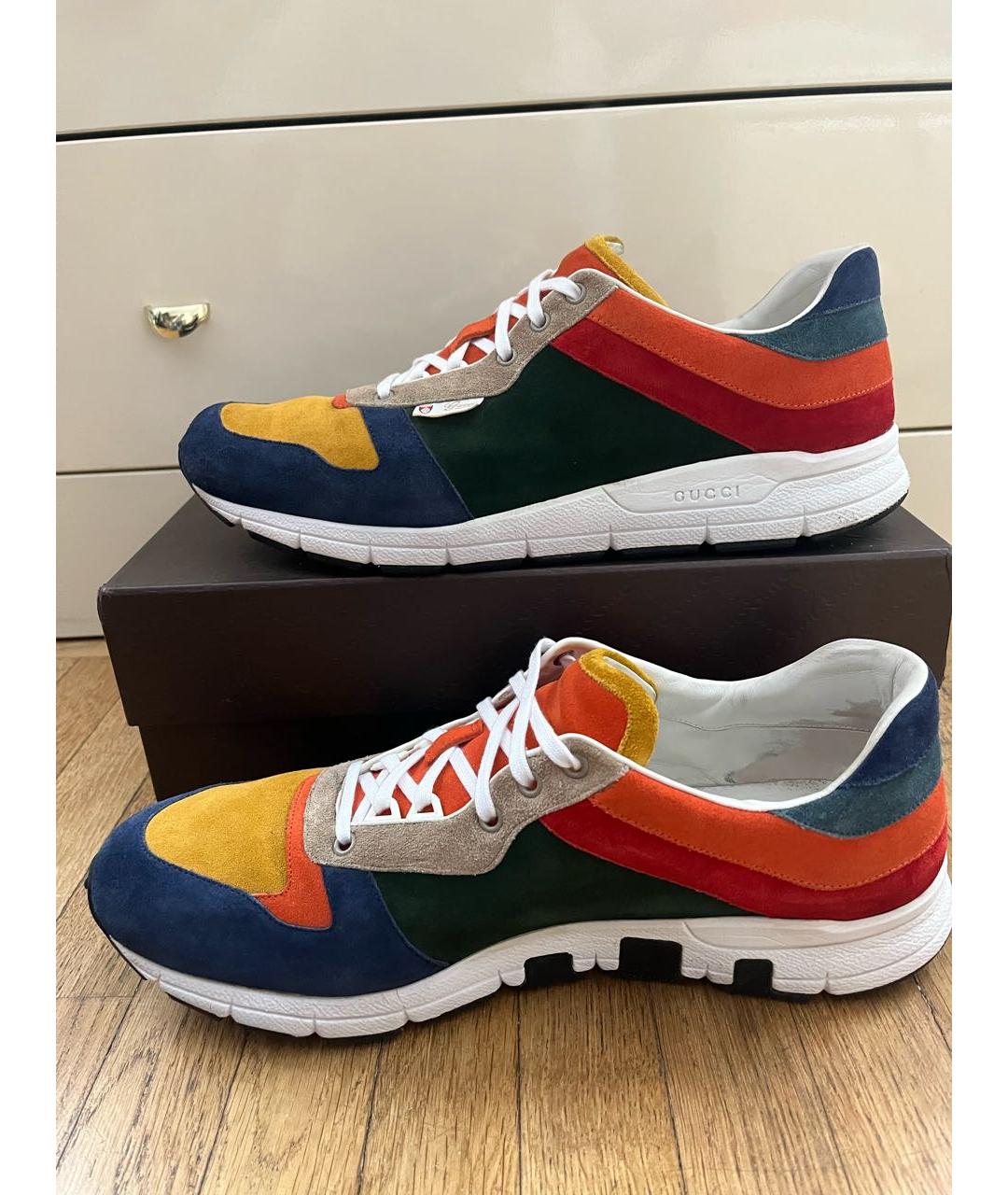 GUCCI Мульти замшевые низкие кроссовки / кеды, фото 5