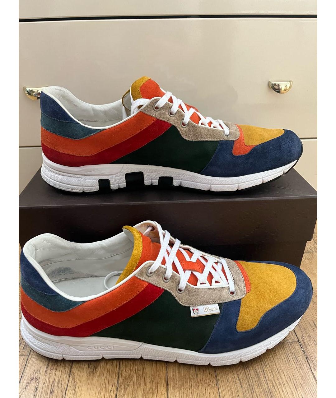 GUCCI Мульти замшевые низкие кроссовки / кеды, фото 6