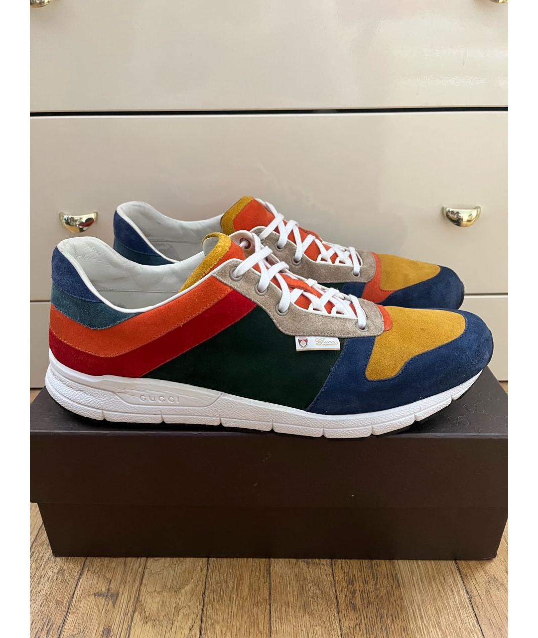 GUCCI Мульти замшевые низкие кроссовки / кеды, фото 9