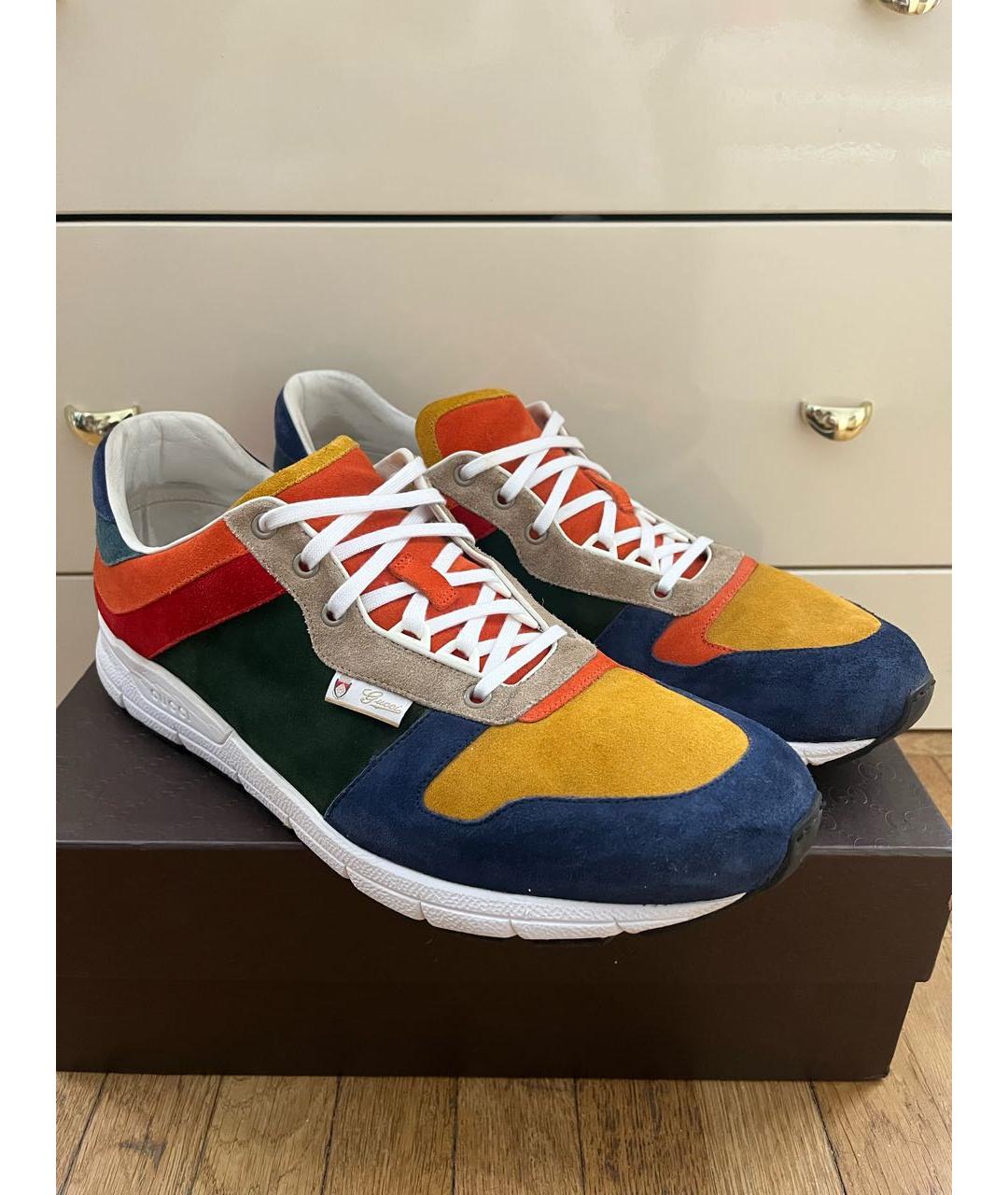 GUCCI Мульти замшевые низкие кроссовки / кеды, фото 8