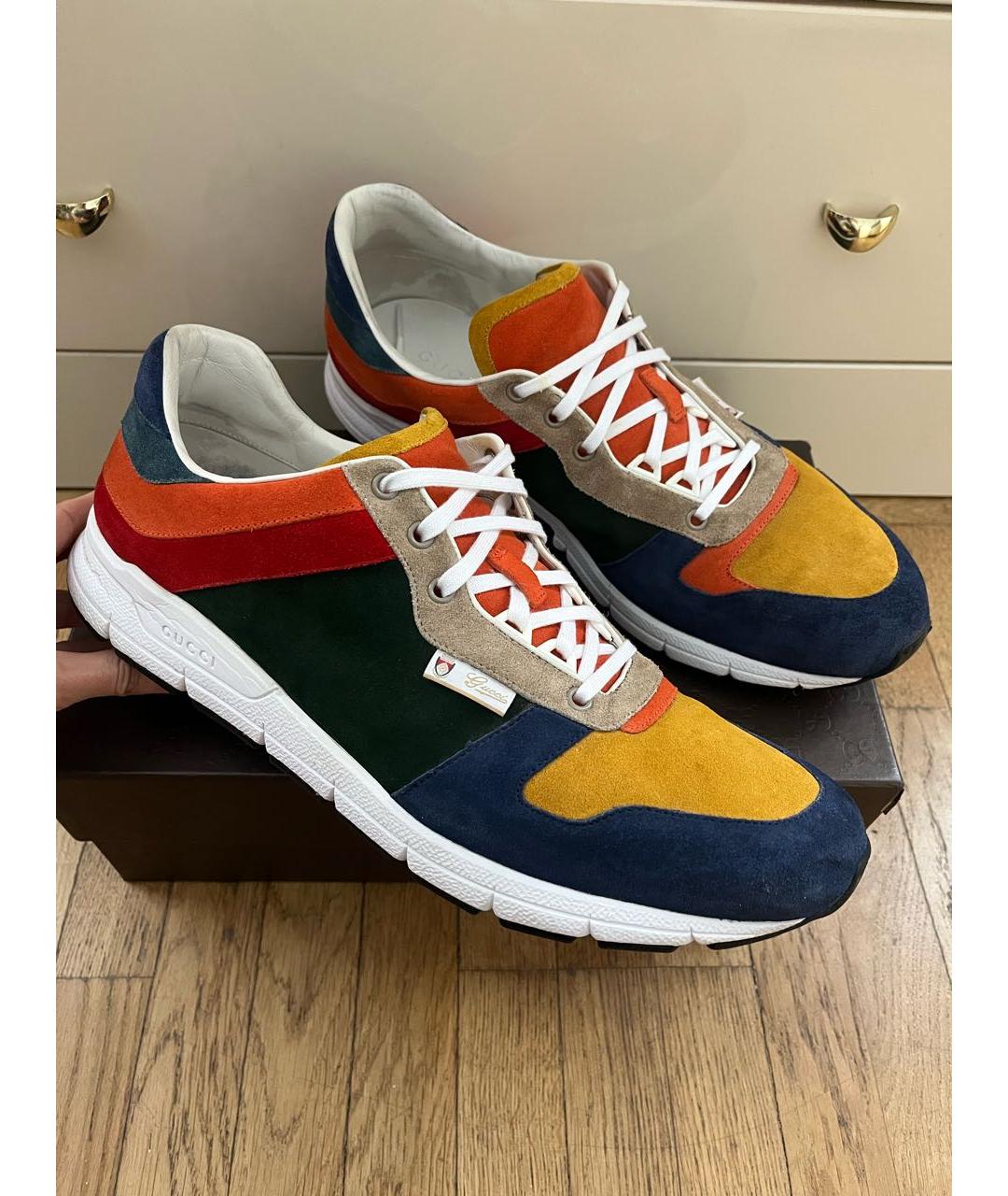 GUCCI Мульти замшевые низкие кроссовки / кеды, фото 4